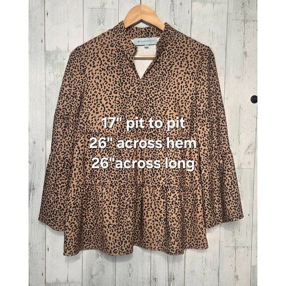 Tuckernuck Edith Tiered Bell Sleeve Leopard Print Tunic Sz. XS - Picture 3 of 6